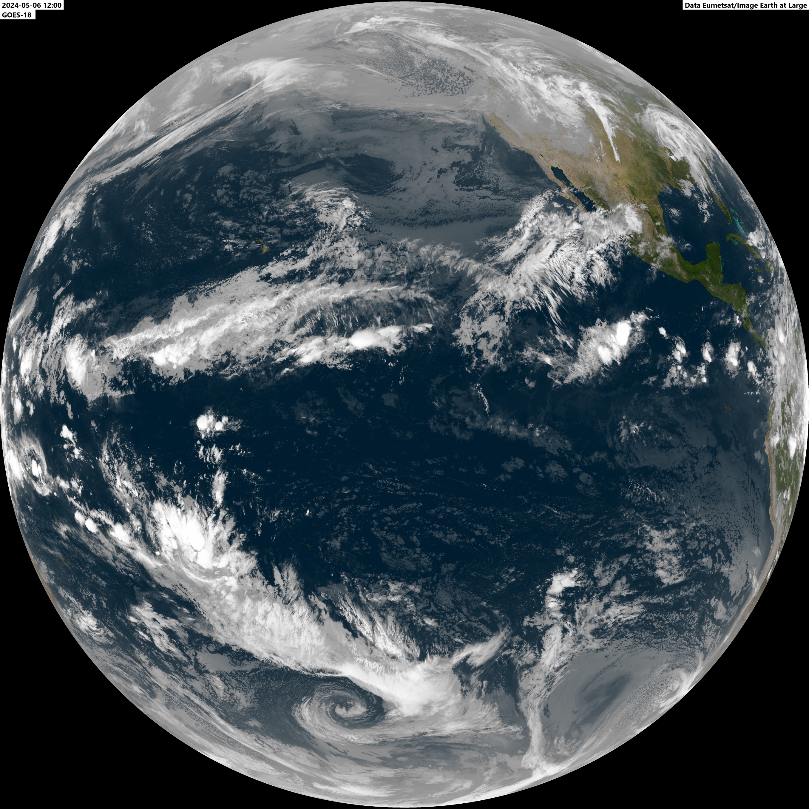Satellietbeeld Pacific Ocean in infrarood licht