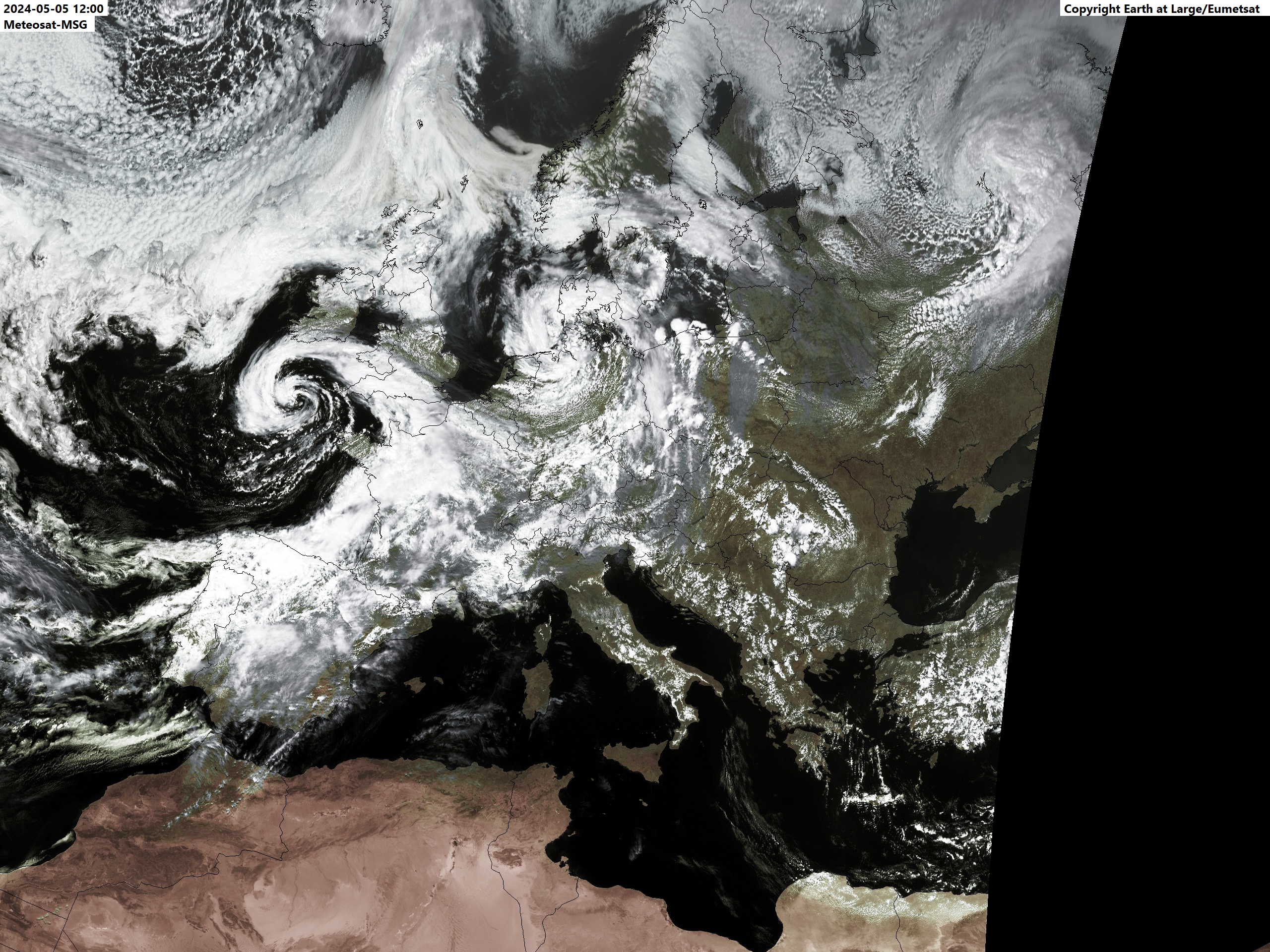 Satellitenbild Mitteleuropa 12:00 Uhr UTC